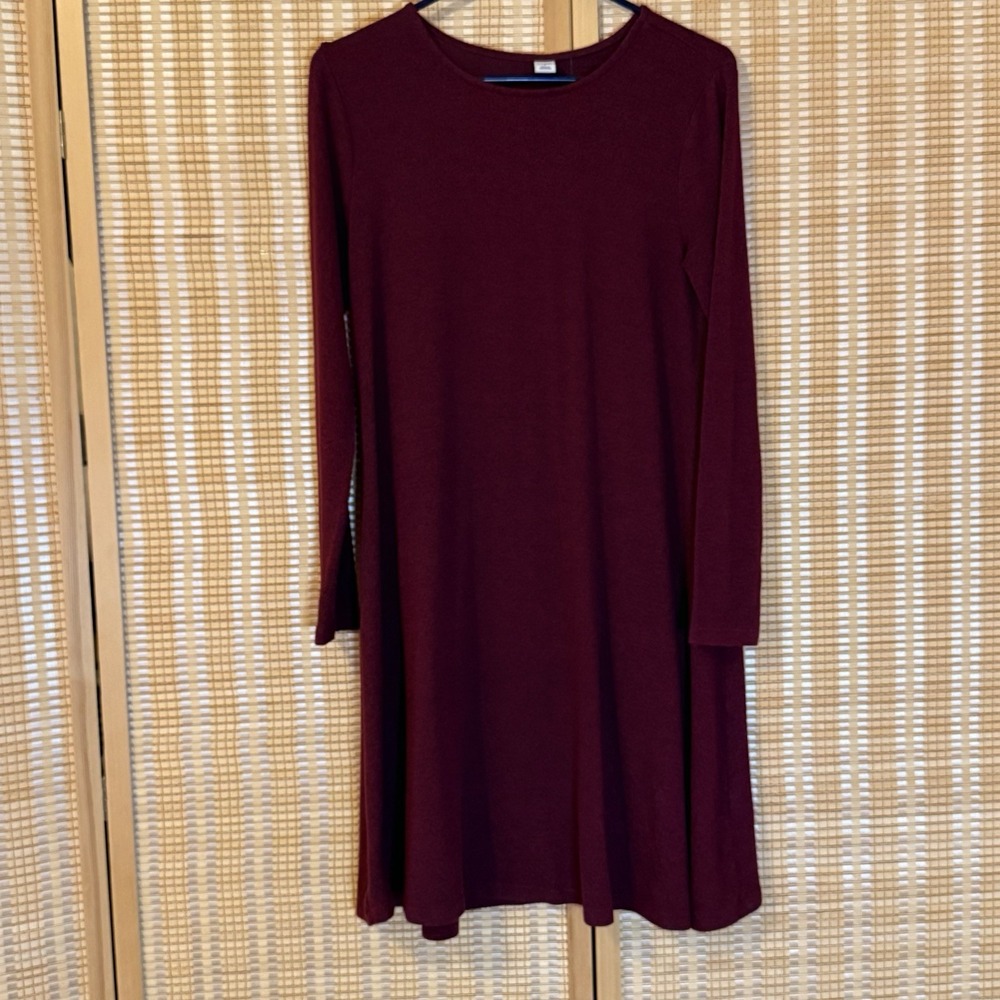 Old Navy Womens S Dress Burgundy Long Sleeve Shift Whimsigoth Career Western